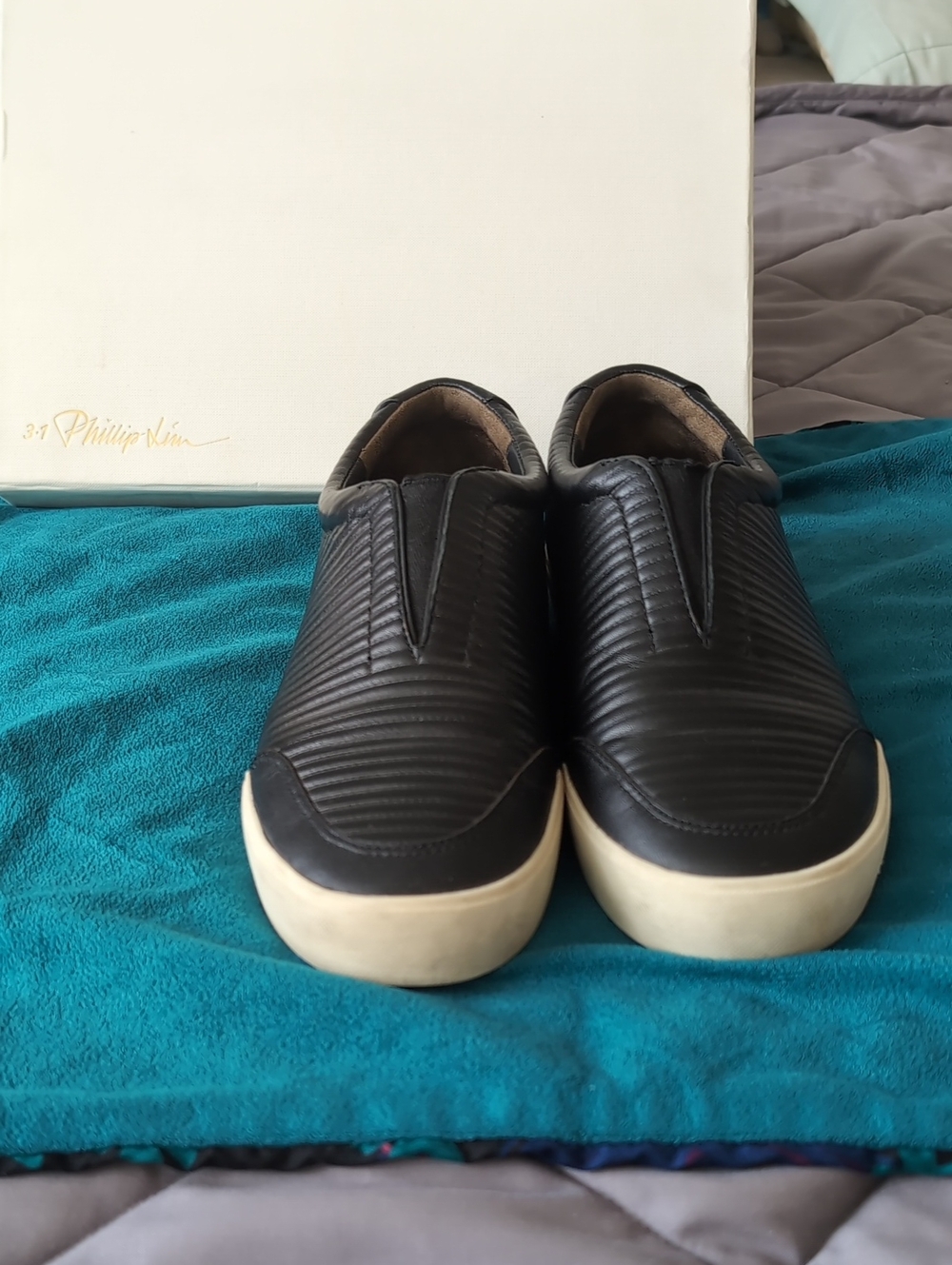 3.1 Phillip Lim Black Quilted Slip-On Sneakers with Cream Sole 39.5